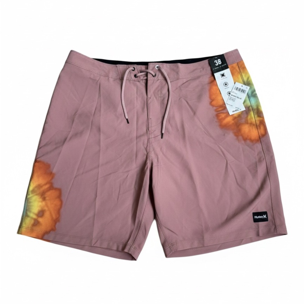 Hurley Phantom Mauve Board Shorts Mens 38 Pink Tie Dye Weekender 20 Swim Trunk